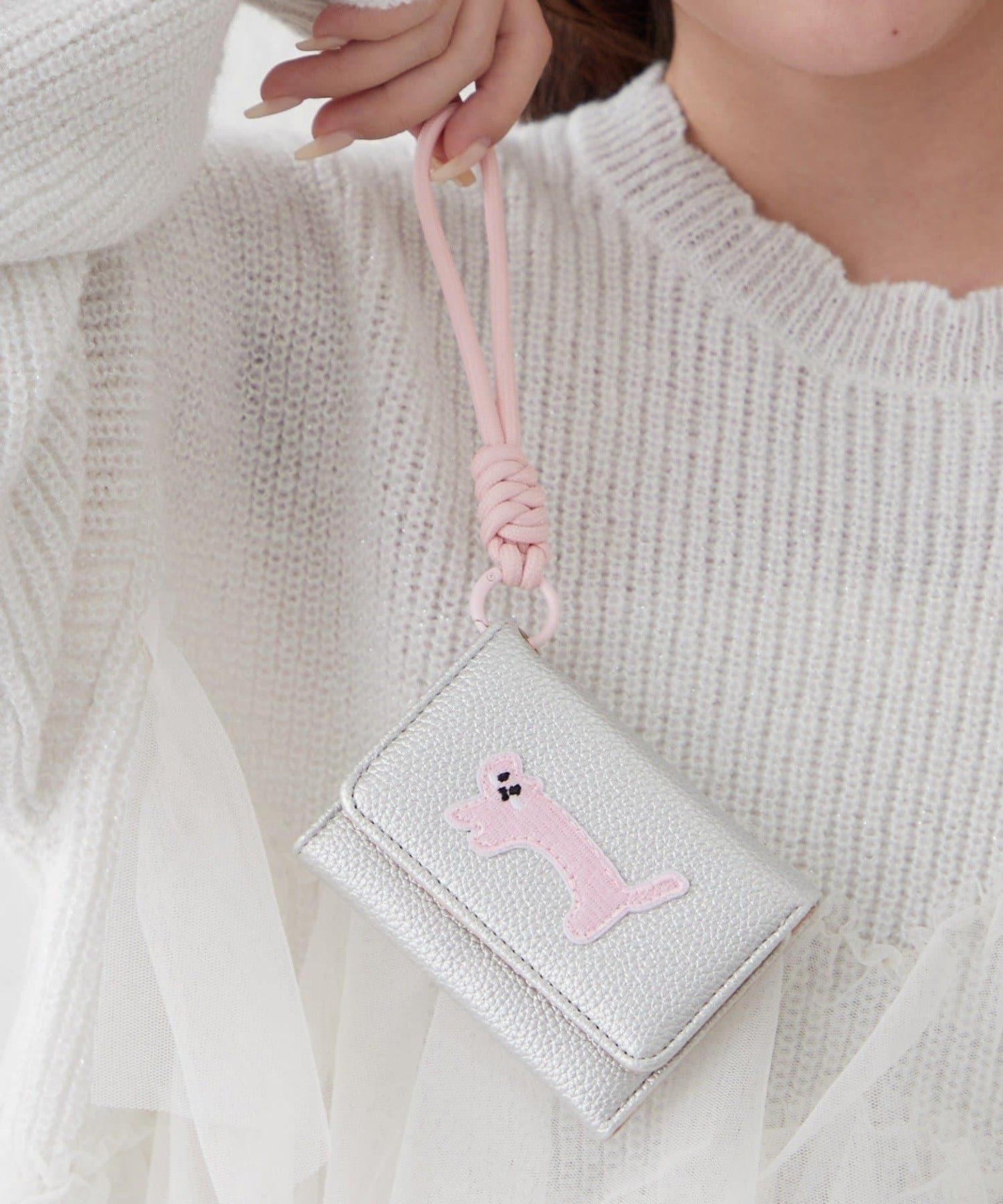 帶肩帶貓咪刺繡卡包