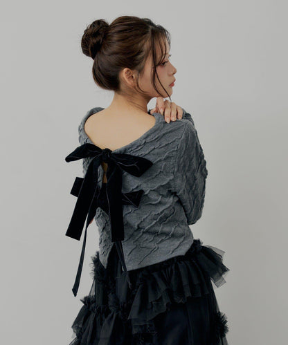 前後兩穿撞色前綁帶開衫