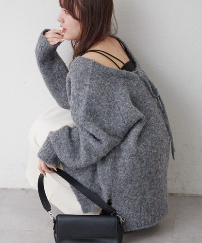 【nane】圈圈紗V領針織套頭衫