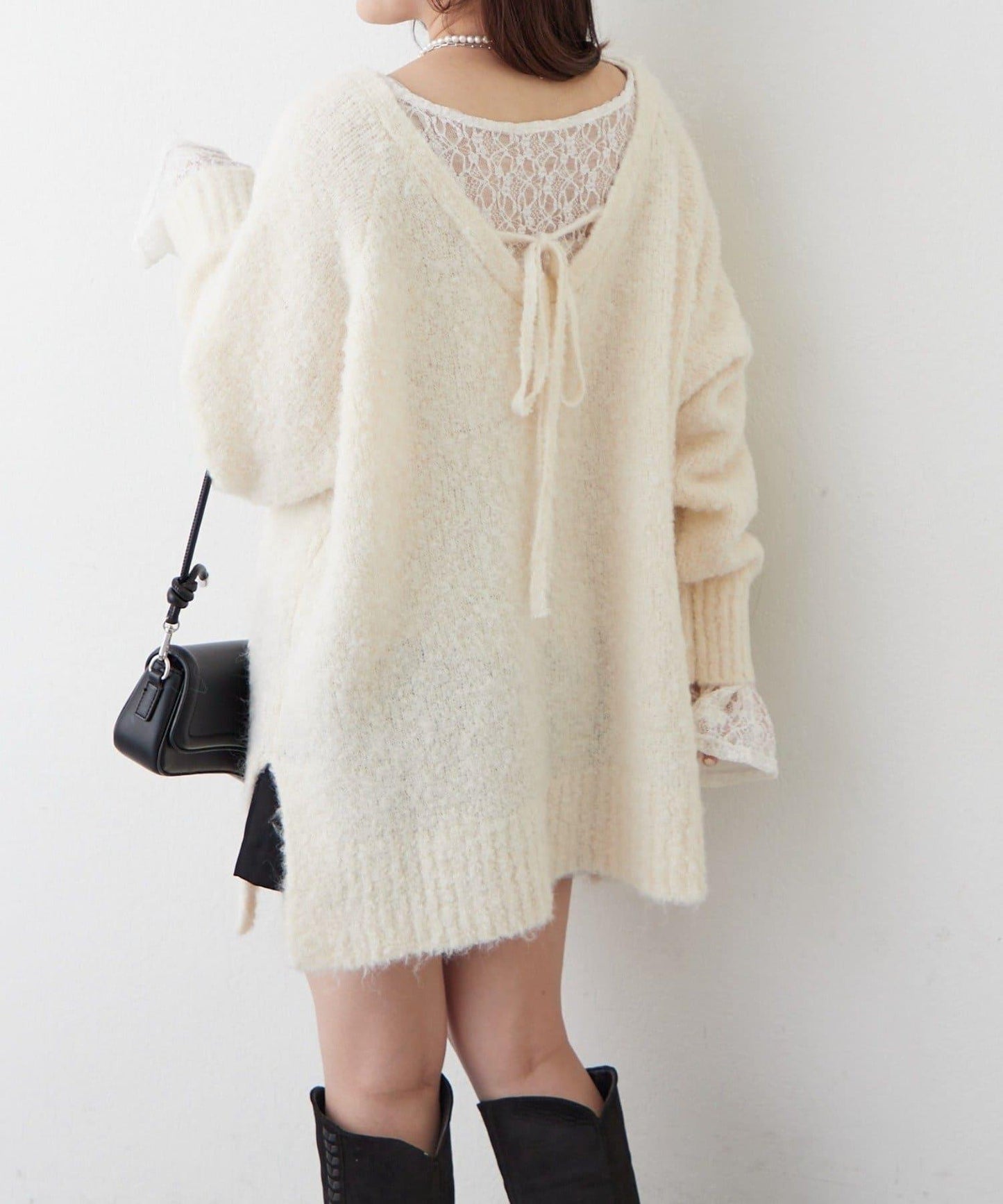 【nane】圈圈紗V領針織套頭衫