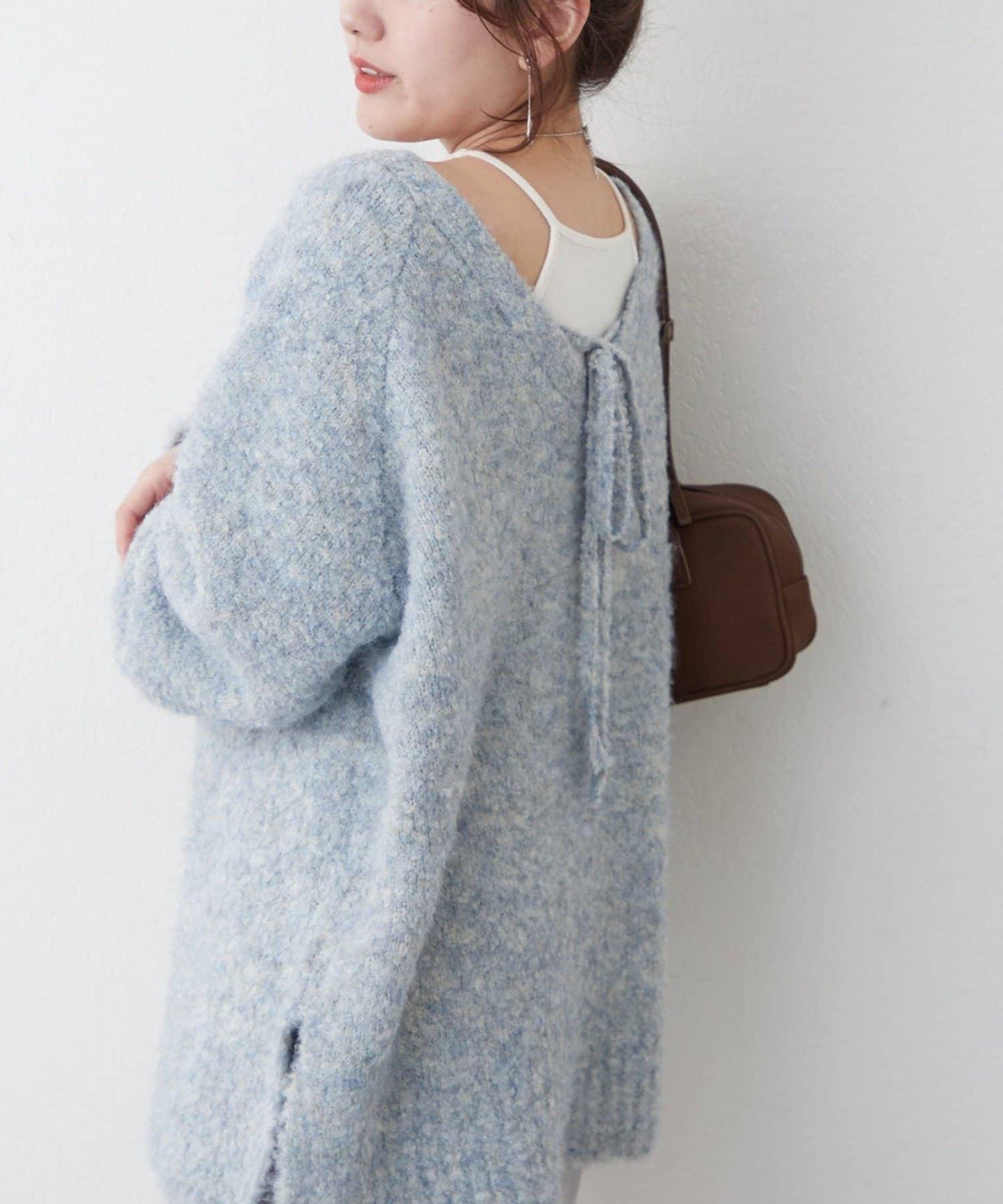 【nane】圈圈紗V領針織套頭衫