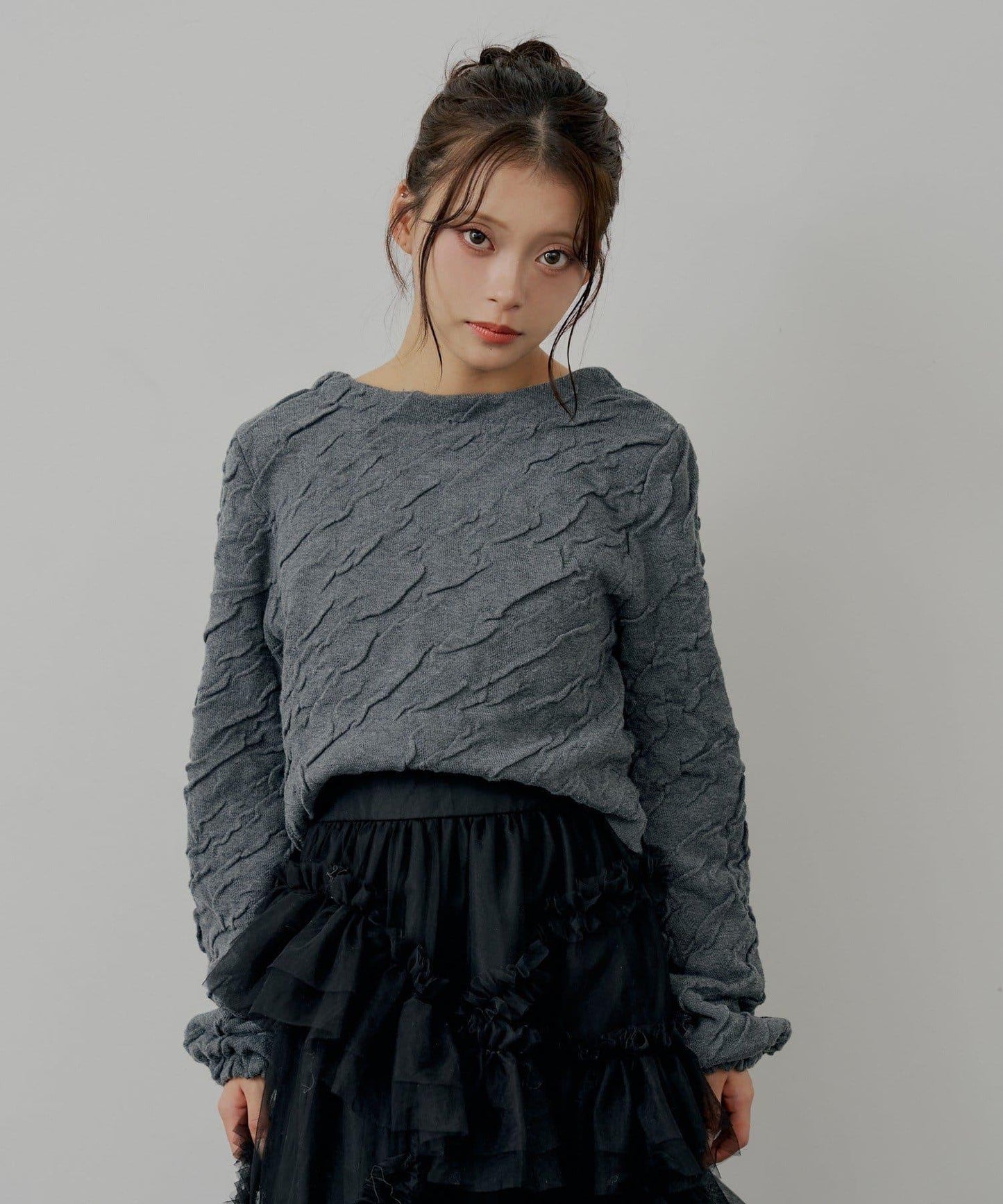 前後兩穿撞色前綁帶開衫