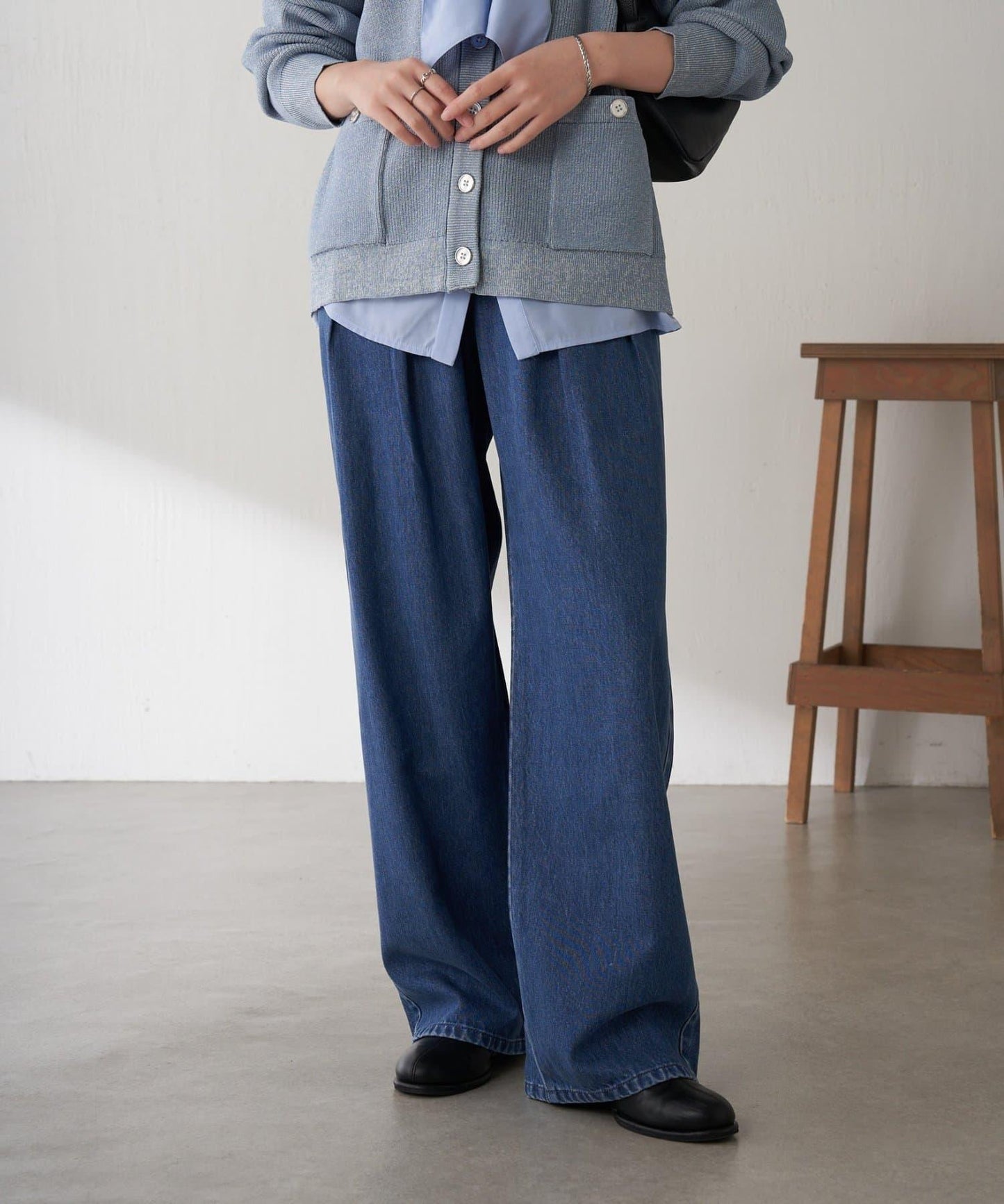 【修飾身形】Q.anos裝飾褶皺寬鬆長褲