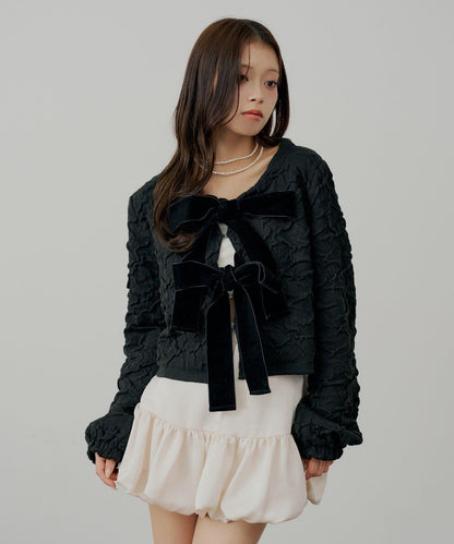 前後兩穿撞色前綁帶開衫