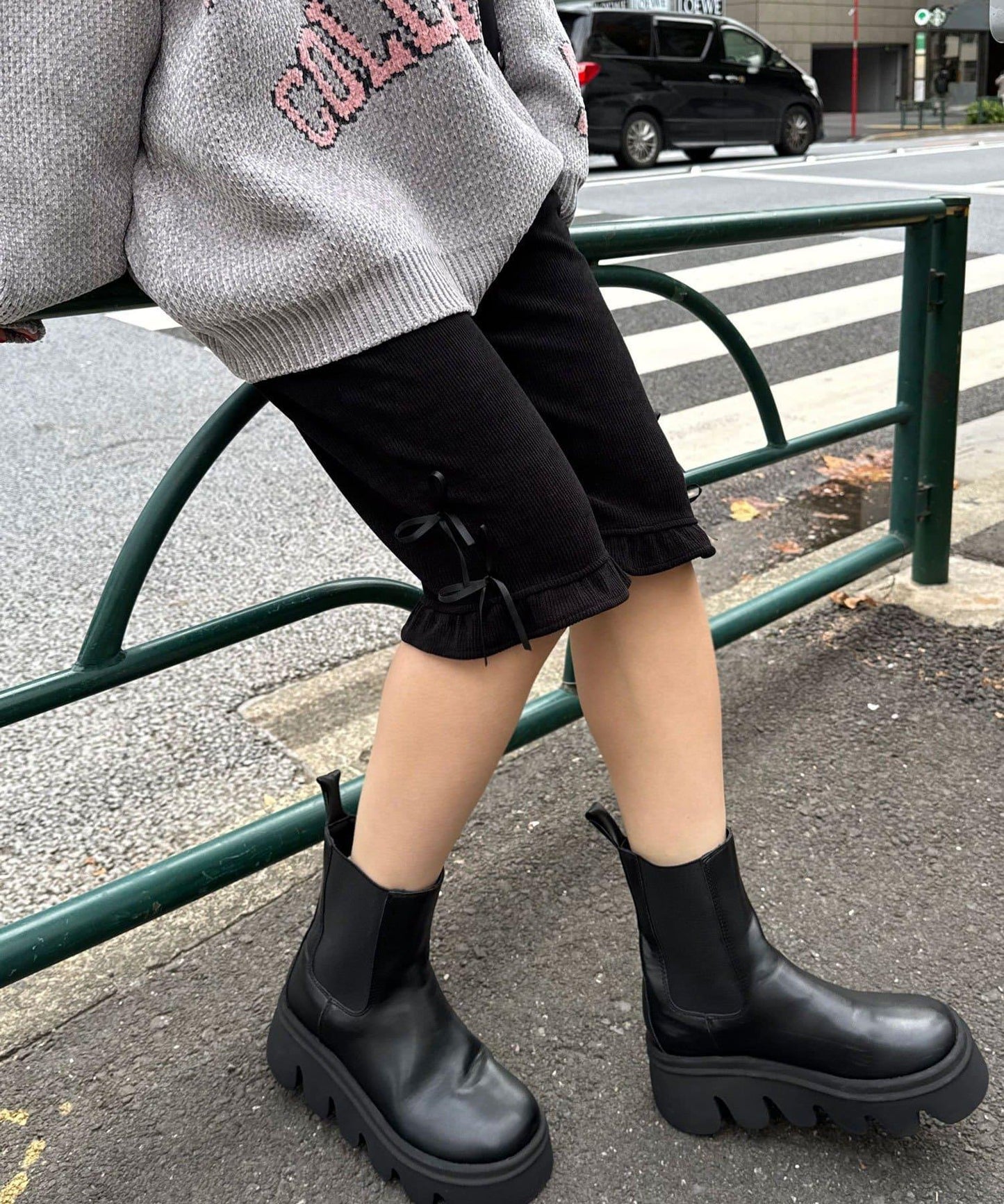 緞帶燈芯絨七分褲