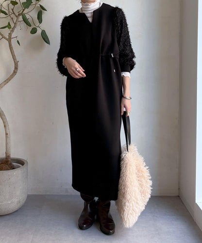 拼接蕾絲連衣裙