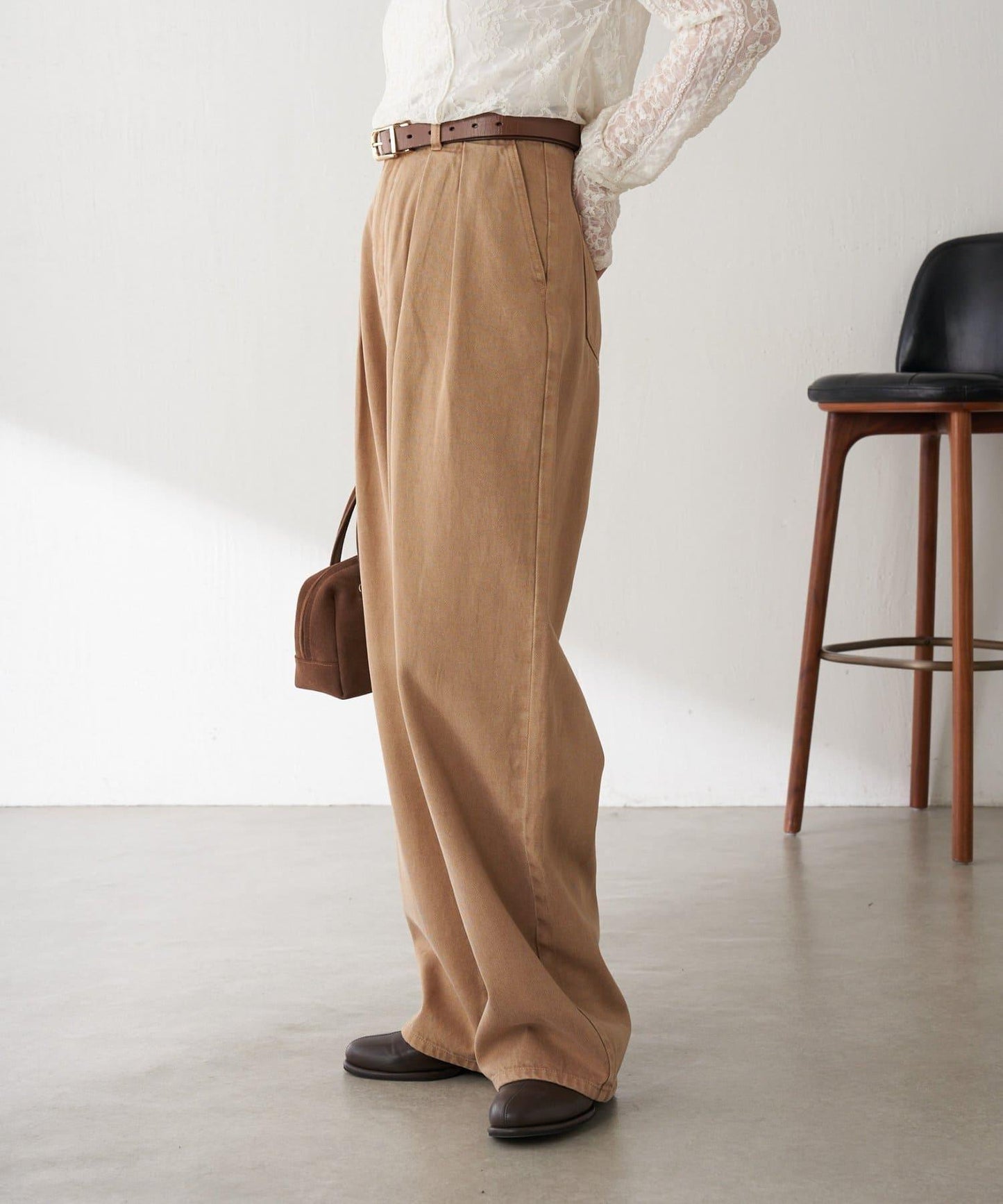 【修飾身形】Q.anos裝飾褶皺寬鬆長褲