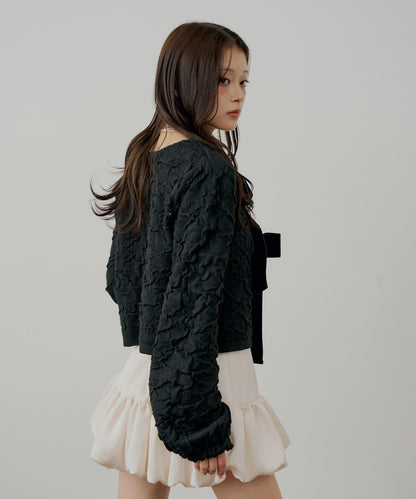 前後兩穿撞色前綁帶開衫