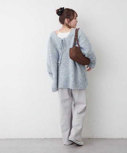 【nane】圈圈紗V領針織套頭衫