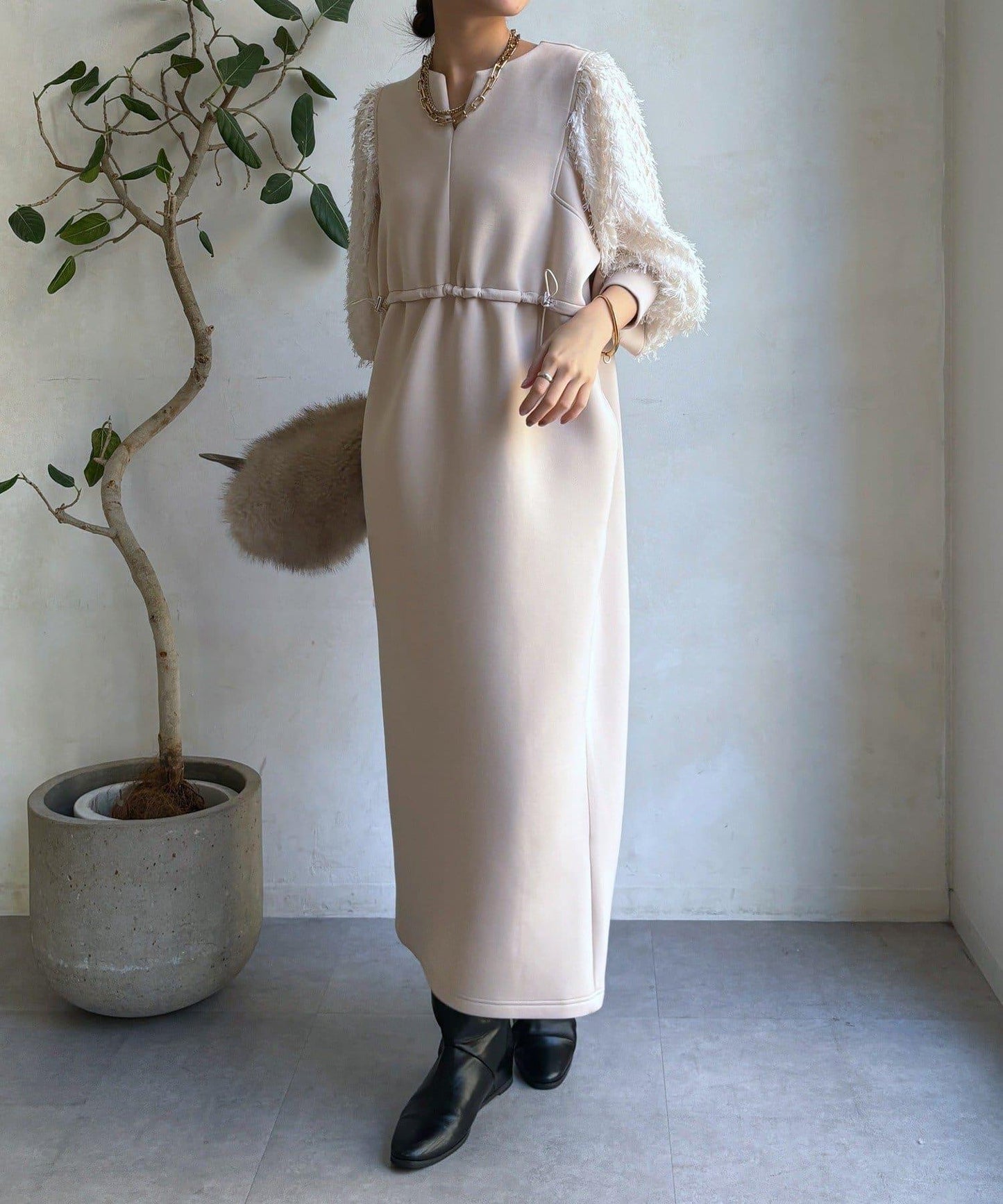 拼接蕾絲連衣裙