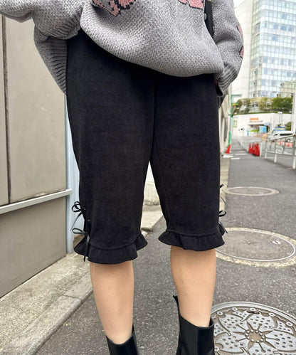 緞帶燈芯絨七分褲