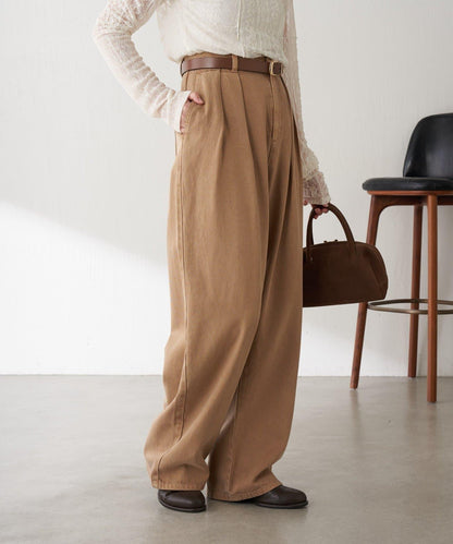 【修飾身形】Q.anos裝飾褶皺寬鬆長褲