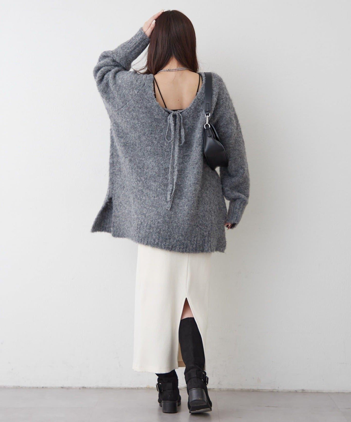 【nane】圈圈紗V領針織套頭衫