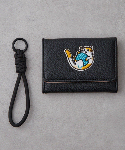 帶肩帶貓咪刺繡卡包