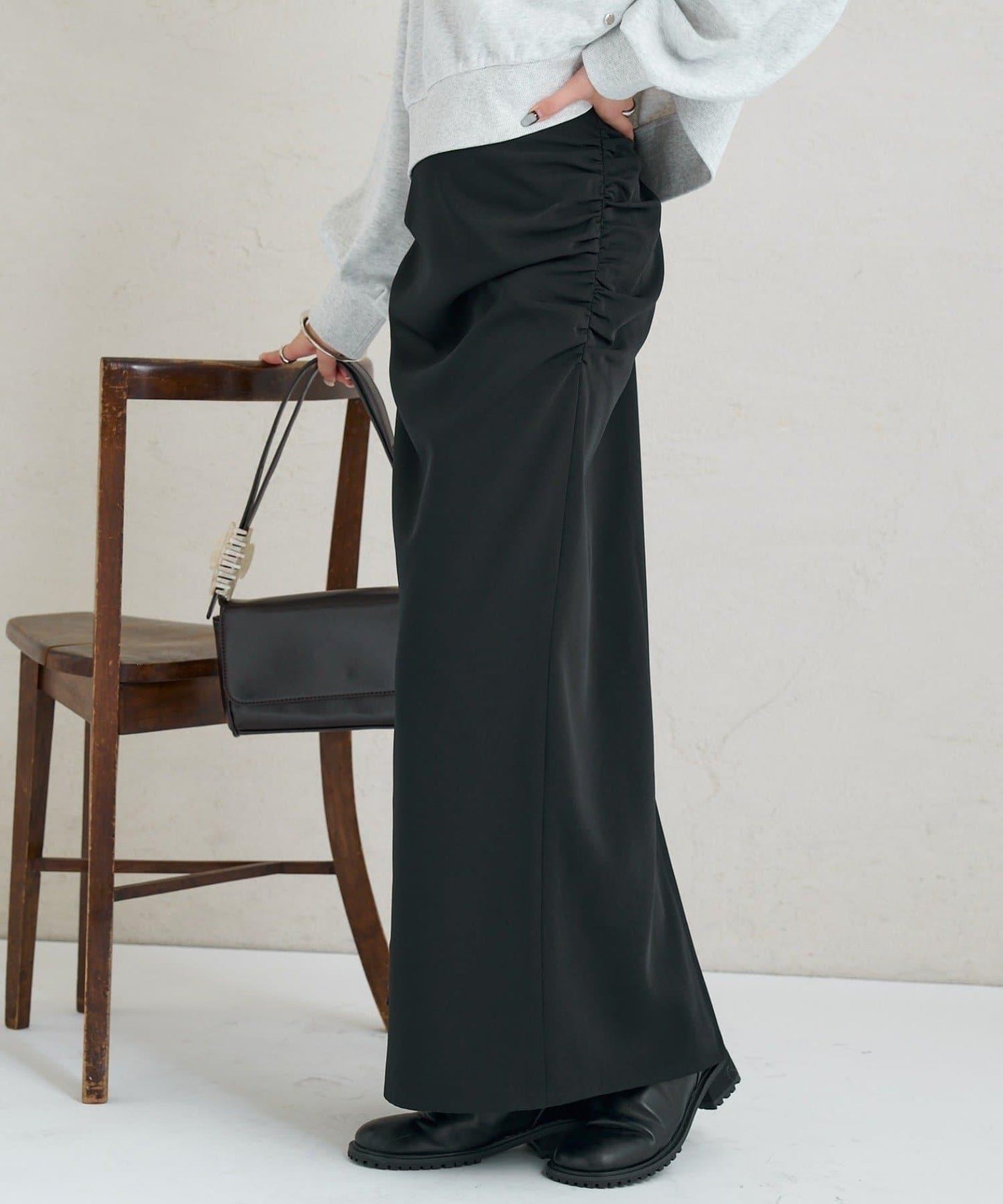 《10%OFFおすすめアイテム》側褶打褶半身裙