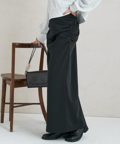 《10%OFFおすすめアイテム》側褶打褶半身裙