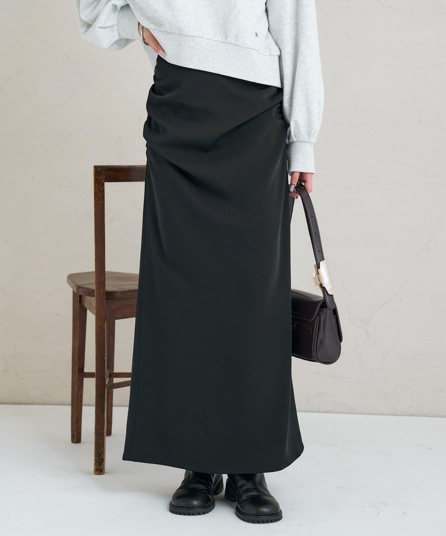 《10%OFFおすすめアイテム》側褶打褶半身裙