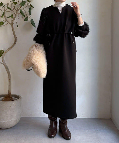 拼接蕾絲連衣裙