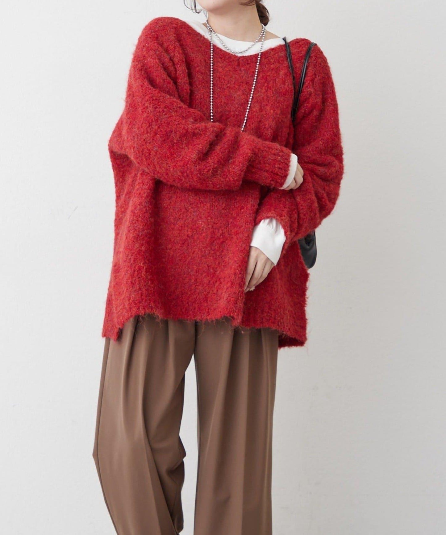 【nane】圈圈紗V領針織套頭衫