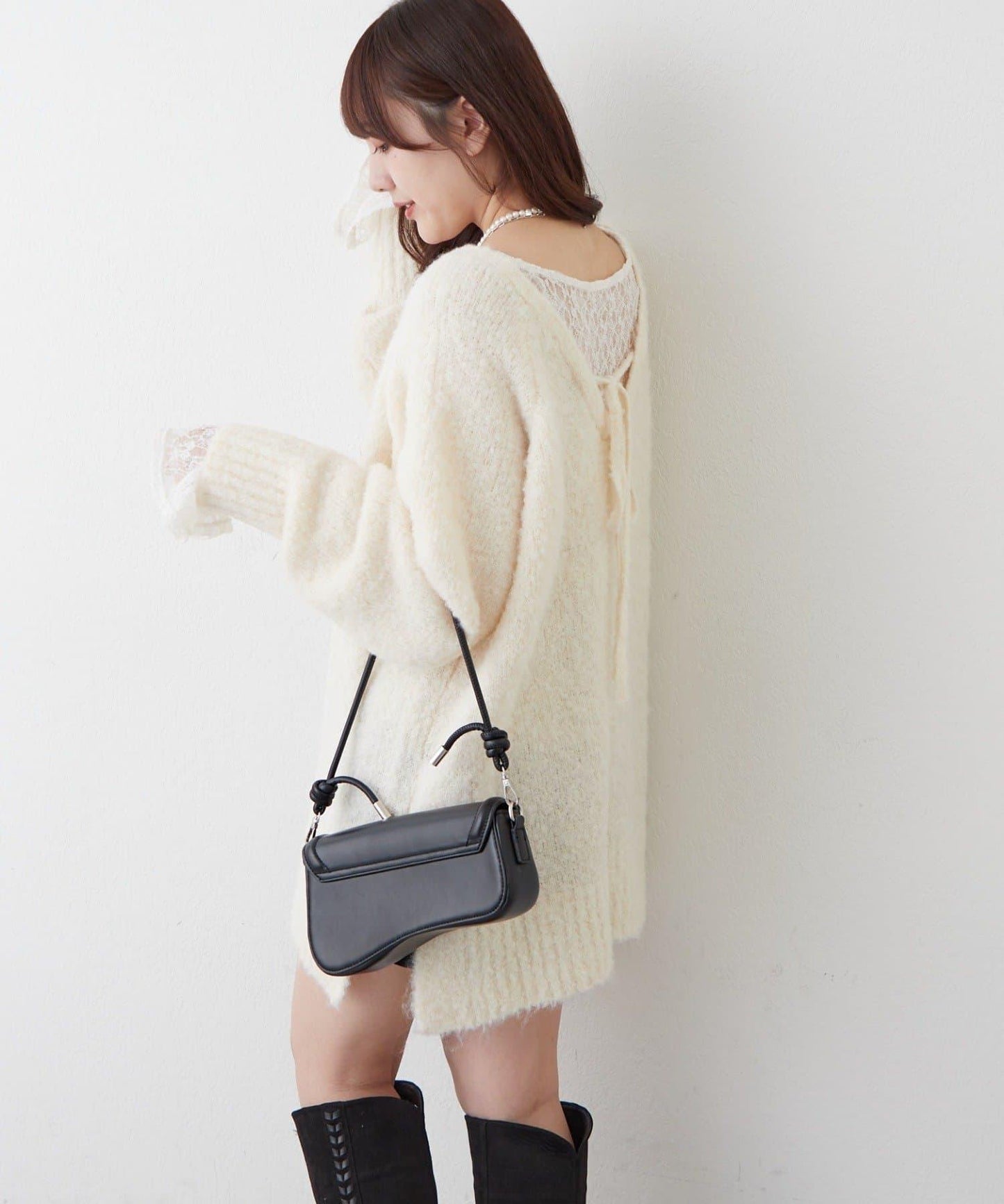 【nane】圈圈紗V領針織套頭衫