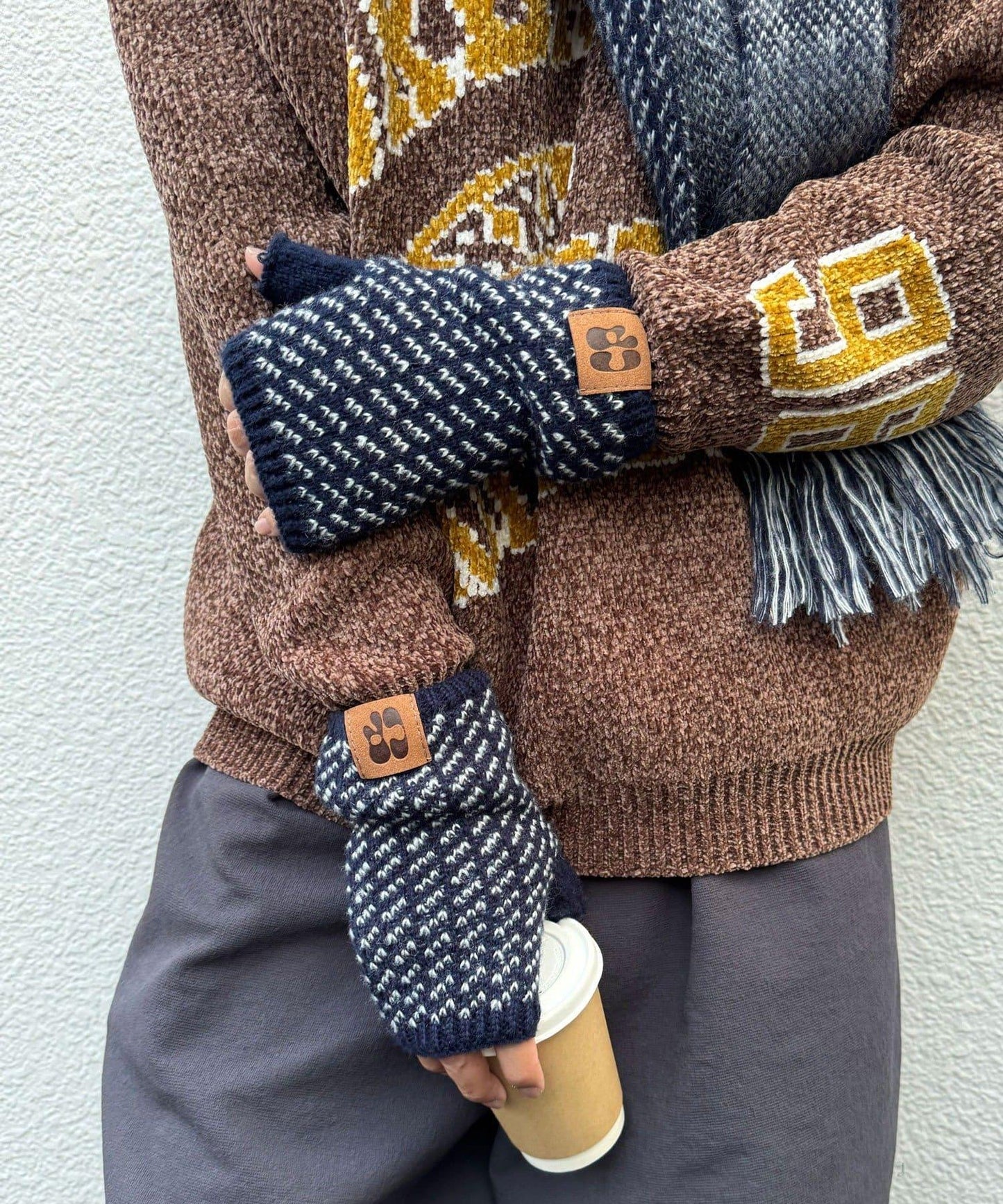 混合彩色半指手套