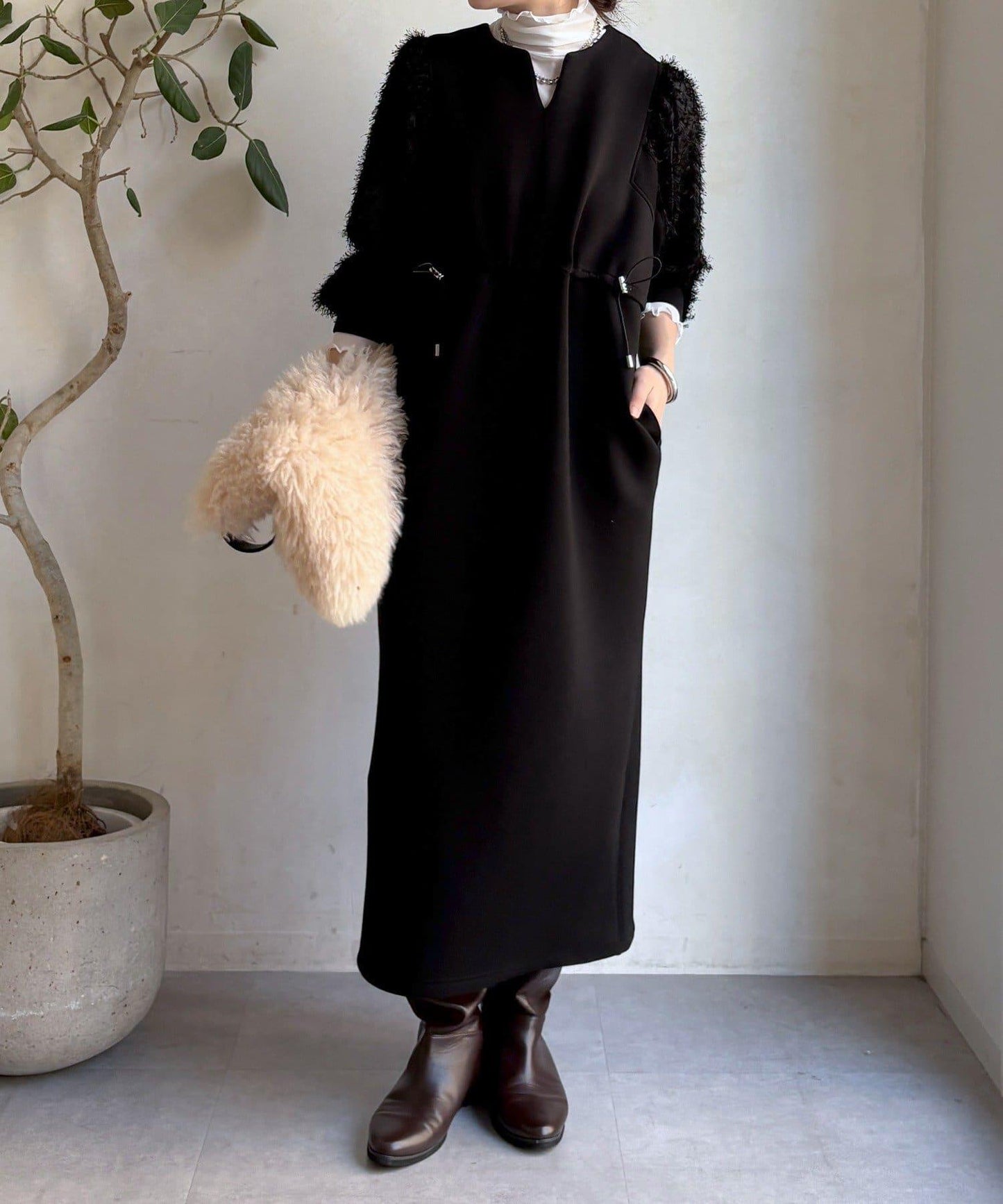 拼接蕾絲連衣裙