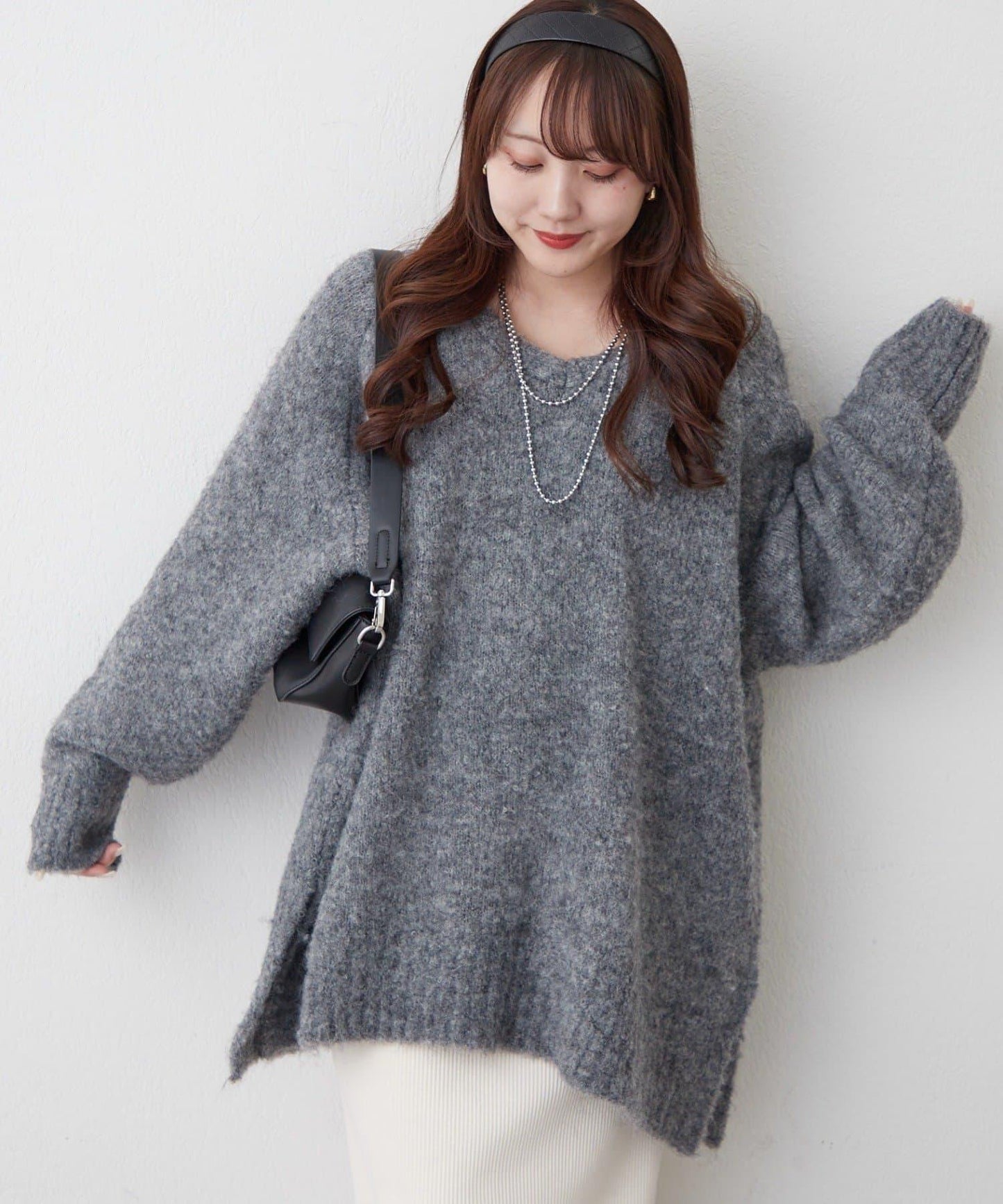 【nane】圈圈紗V領針織套頭衫