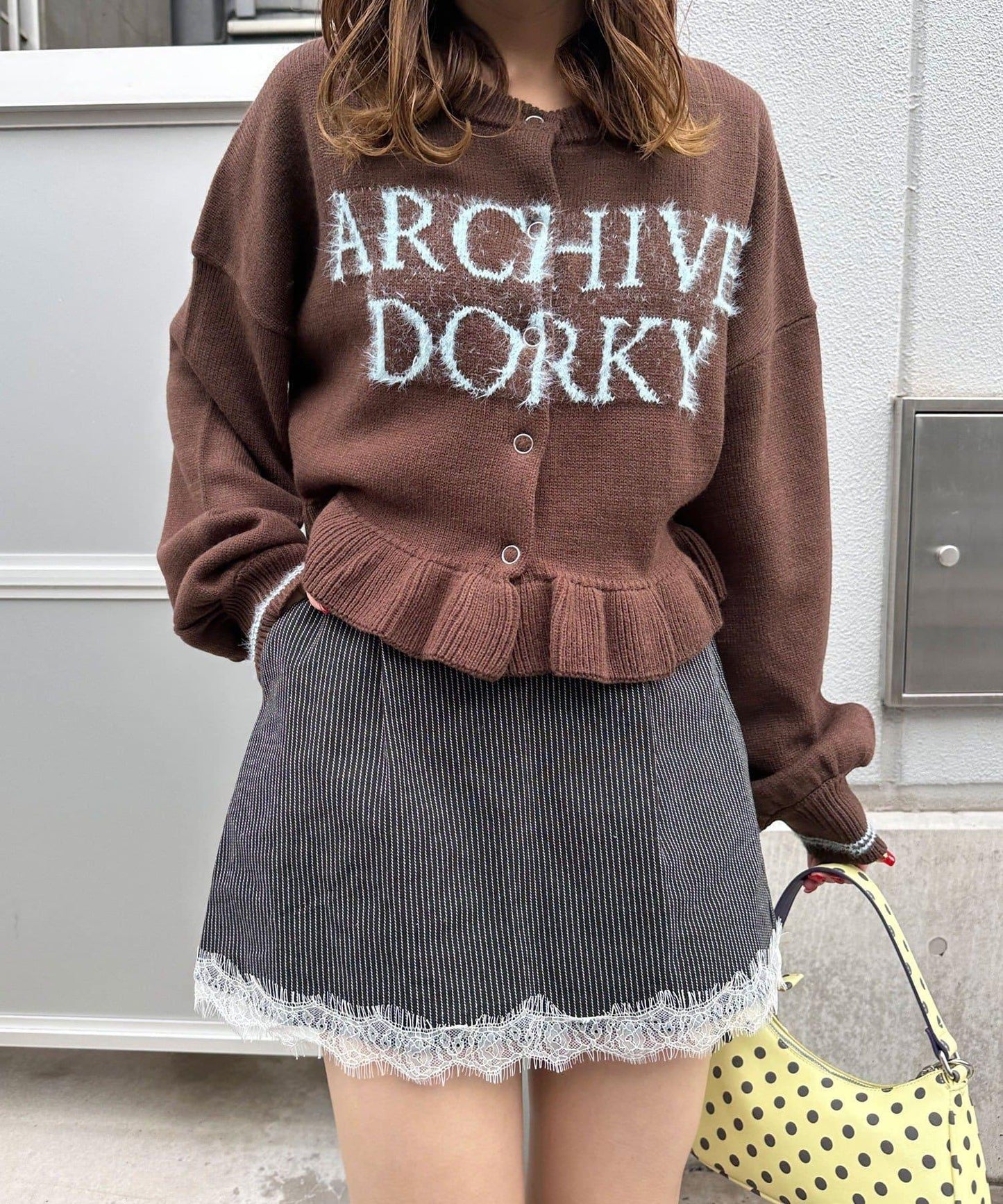 〈波點/條紋/純色〉蕾絲拼接下襬迷你裙