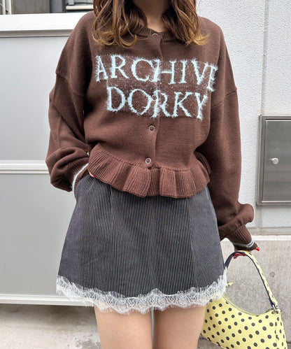 〈波點/條紋/純色〉蕾絲拼接下襬迷你裙