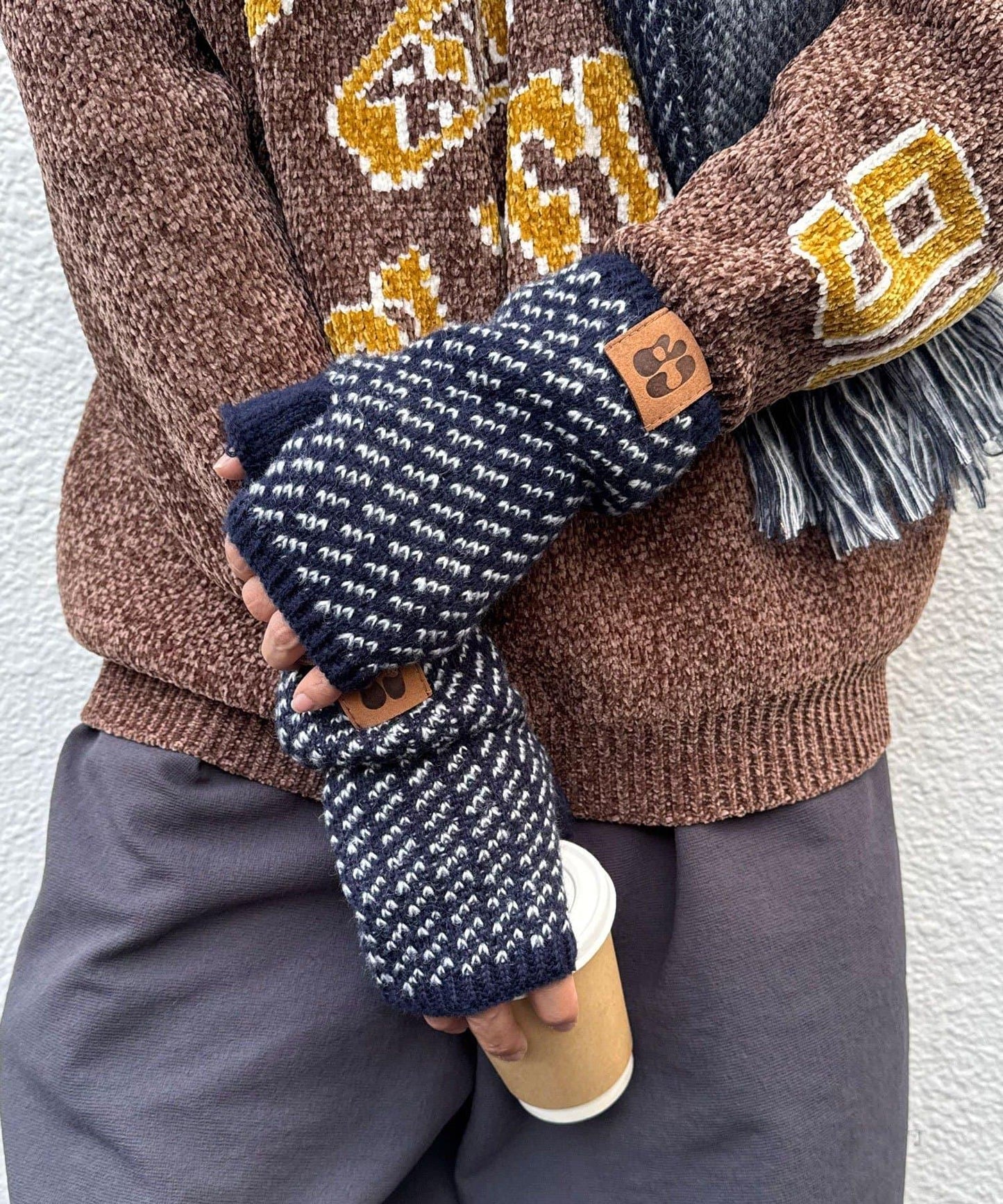 混合彩色半指手套