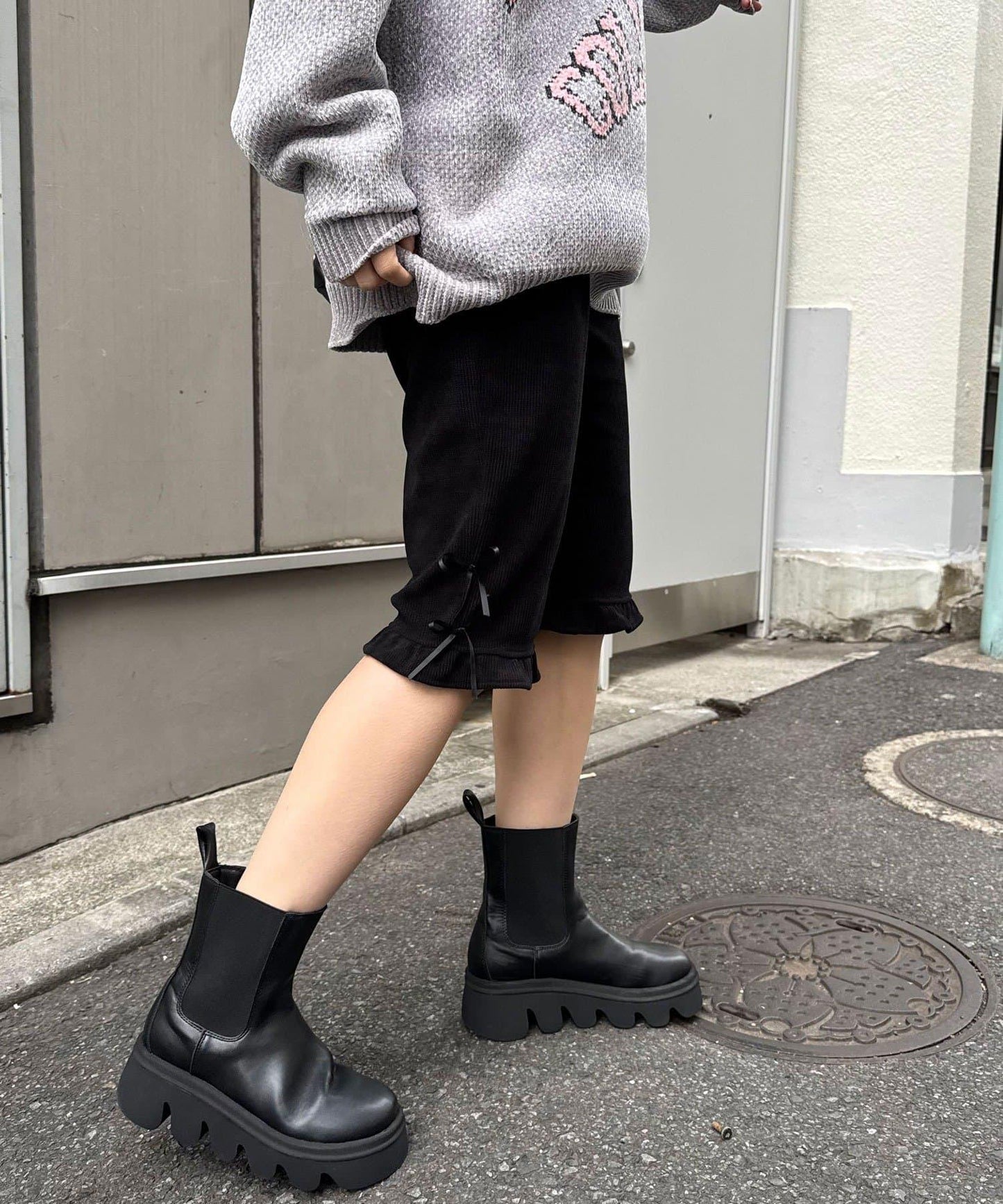 緞帶燈芯絨七分褲