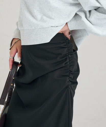 《10%OFFおすすめアイテム》側褶打褶半身裙