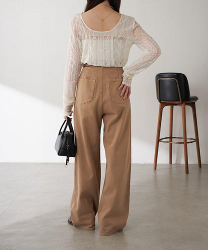 【修飾身形】Q.anos裝飾褶皺寬鬆長褲