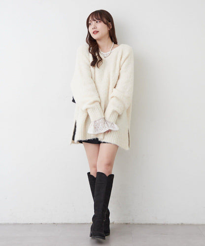 【nane】圈圈紗V領針織套頭衫