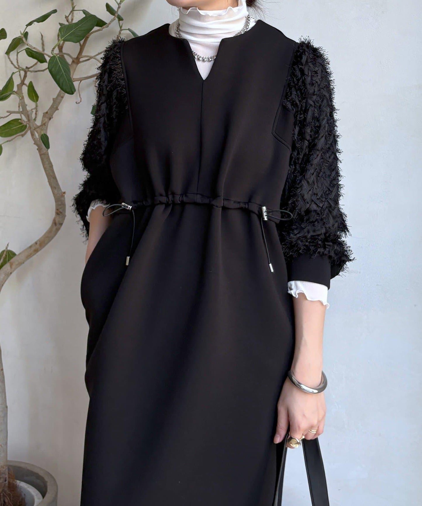 拼接蕾絲連衣裙