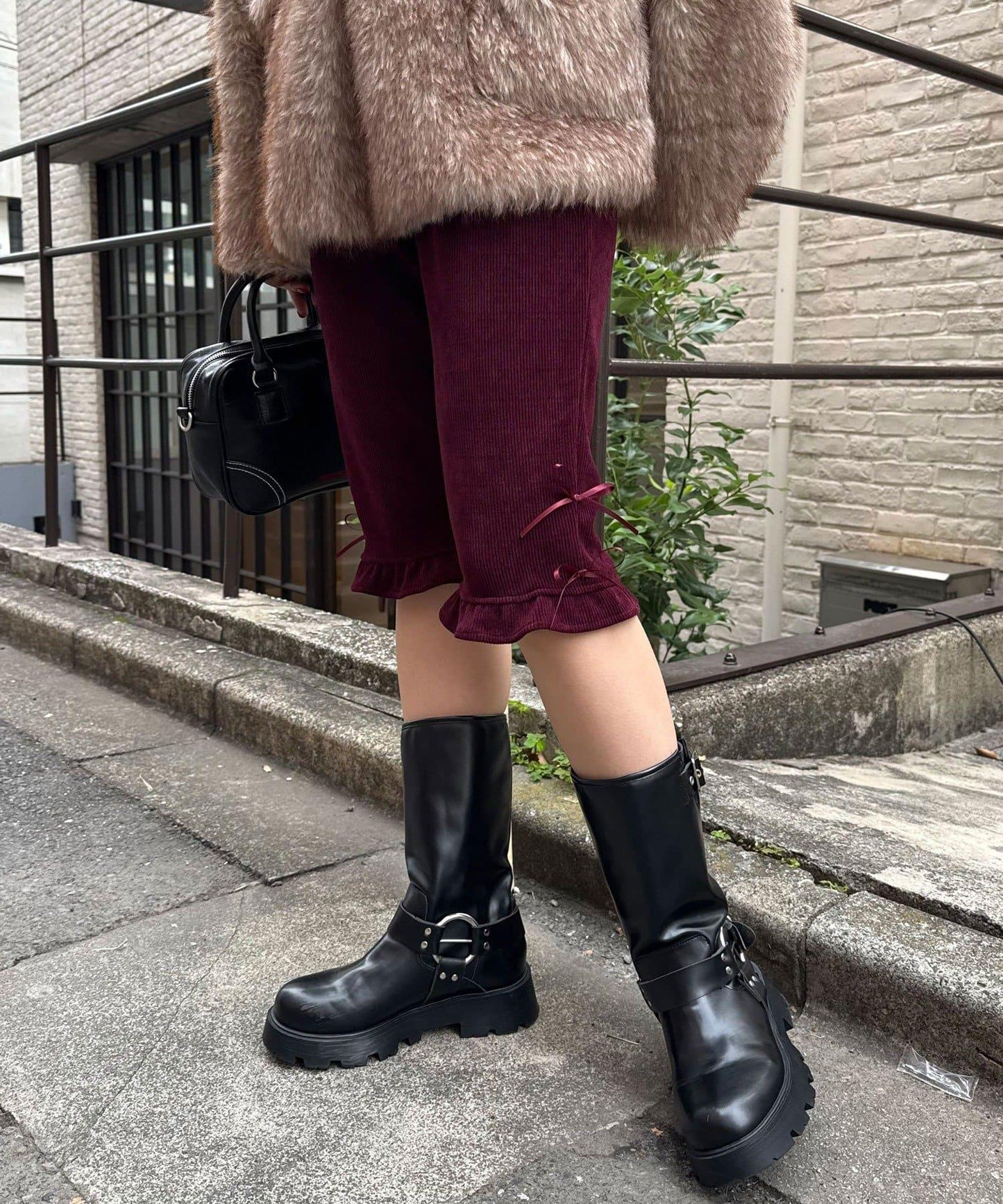 緞帶燈芯絨七分褲