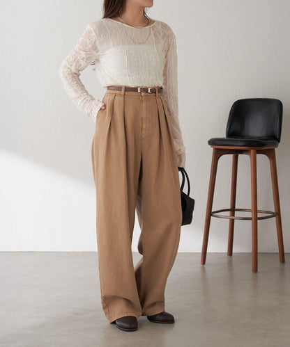 【修飾身形】Q.anos裝飾褶皺寬鬆長褲