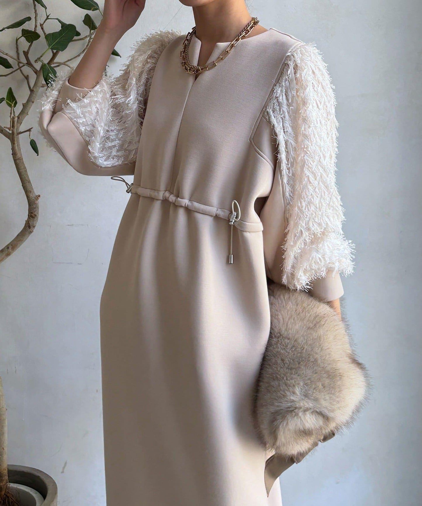 拼接蕾絲連衣裙