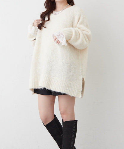 【nane】圈圈紗V領針織套頭衫