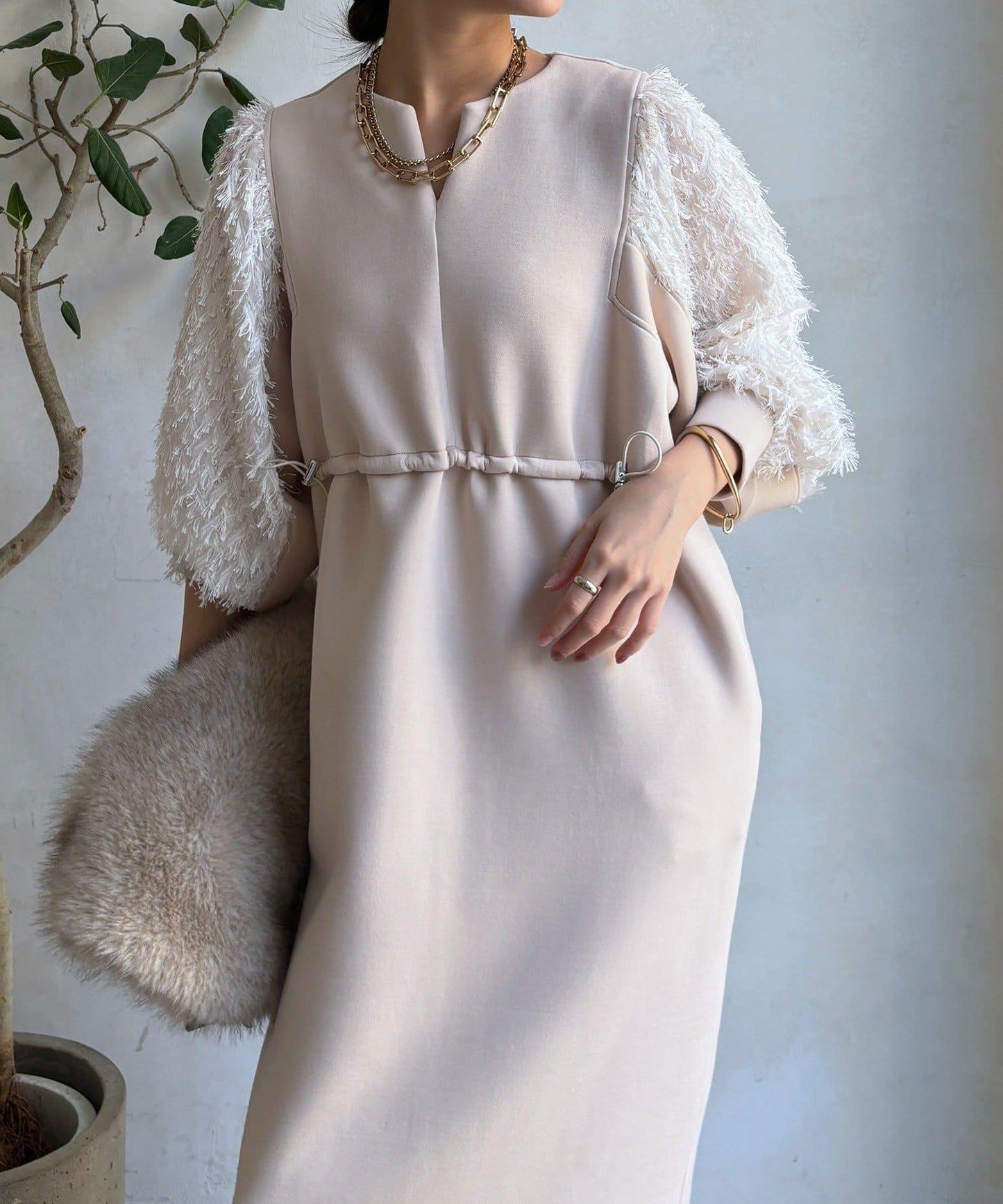 拼接蕾絲連衣裙