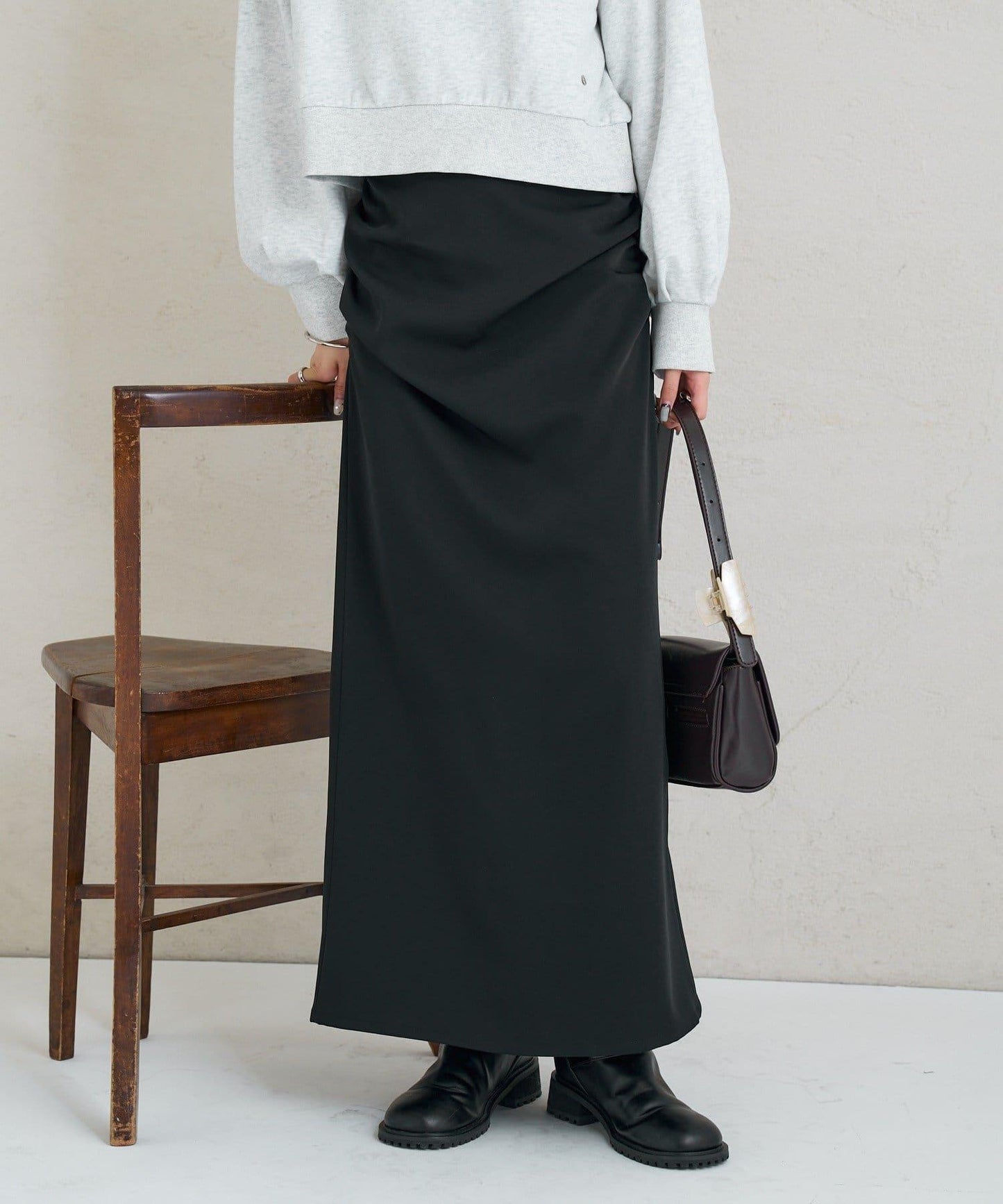 《10%OFFおすすめアイテム》側褶打褶半身裙