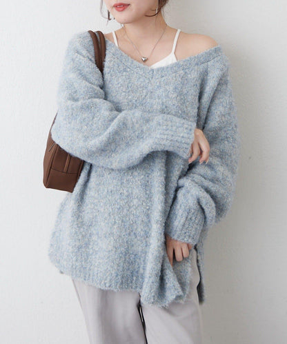 【nane】圈圈紗V領針織套頭衫