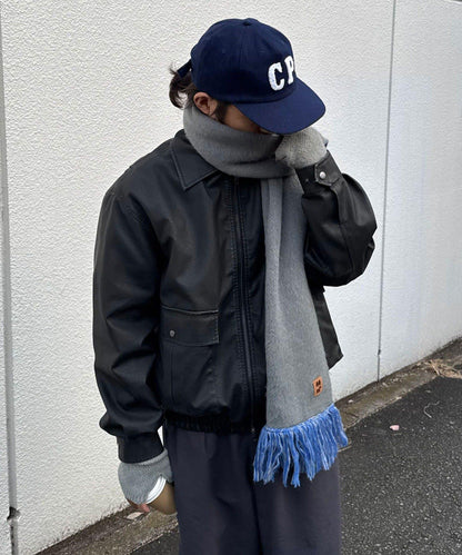 混色圖案流蘇圍巾