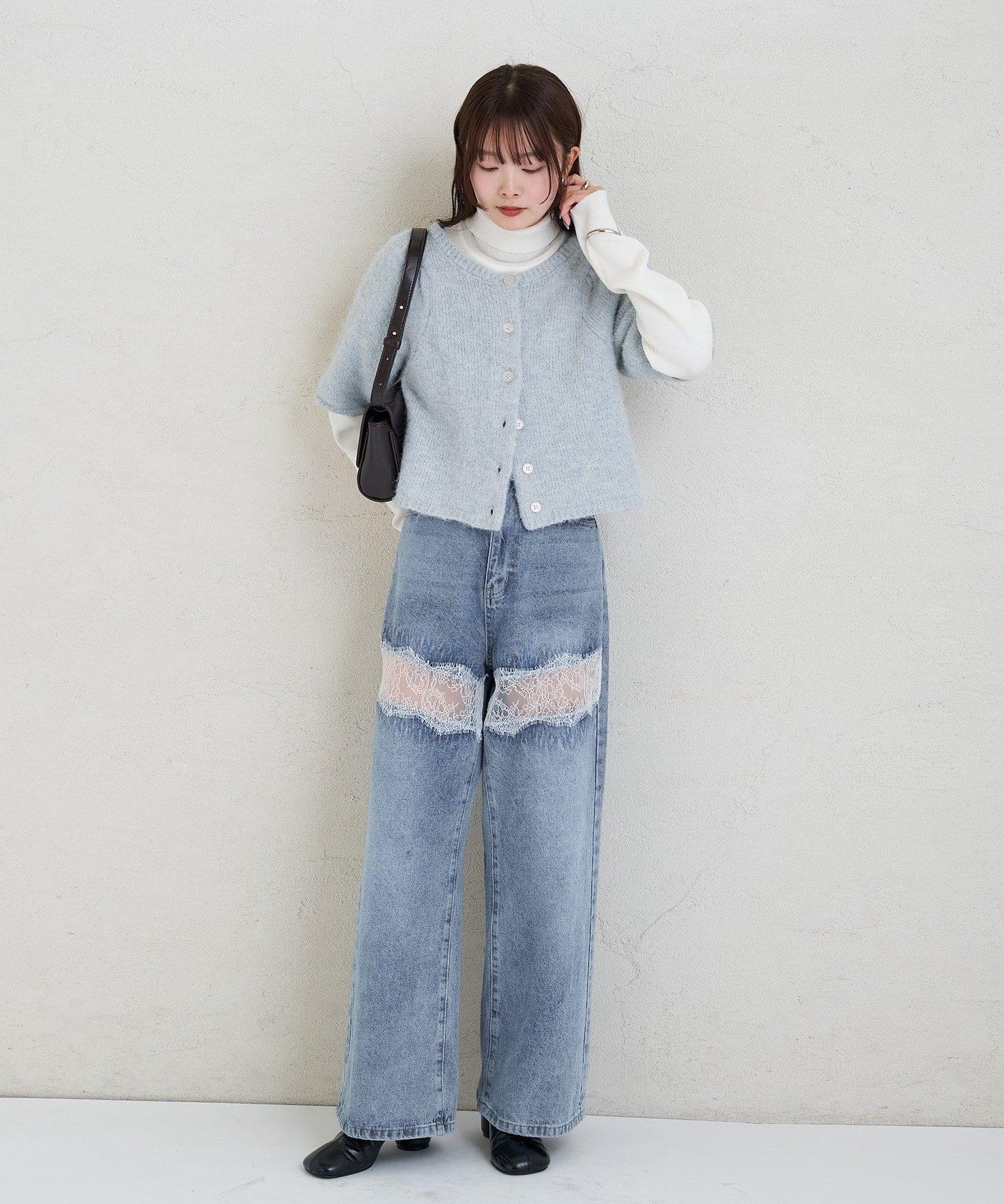 《10%OFFおすすめアイテム》蓬鬆短袖針織開衫