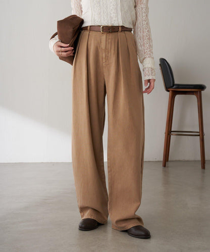 【修飾身形】Q.anos裝飾褶皺寬鬆長褲