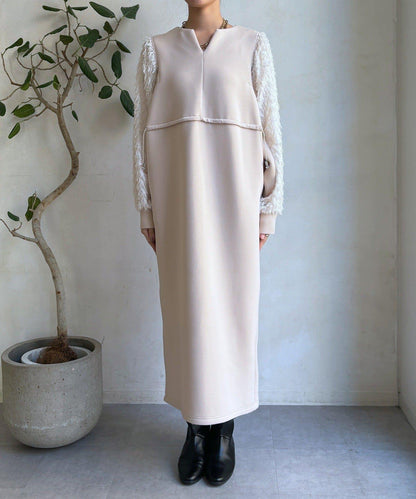 拼接蕾絲連衣裙