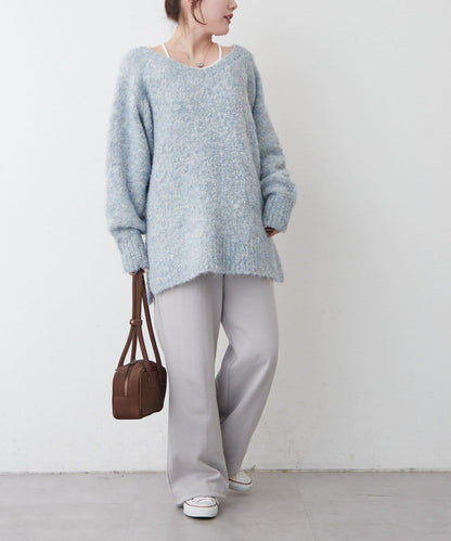 【nane】圈圈紗V領針織套頭衫