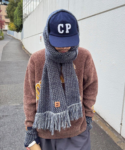 混色圖案流蘇圍巾