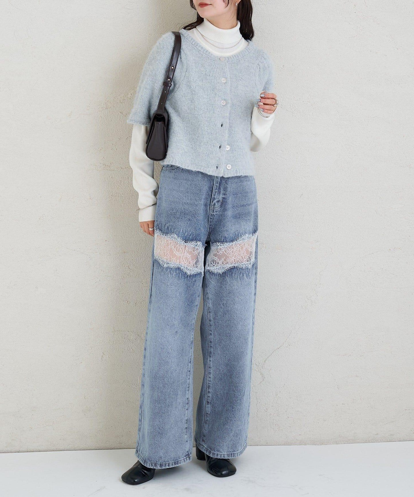 《10%OFFおすすめアイテム》蓬鬆短袖針織開衫