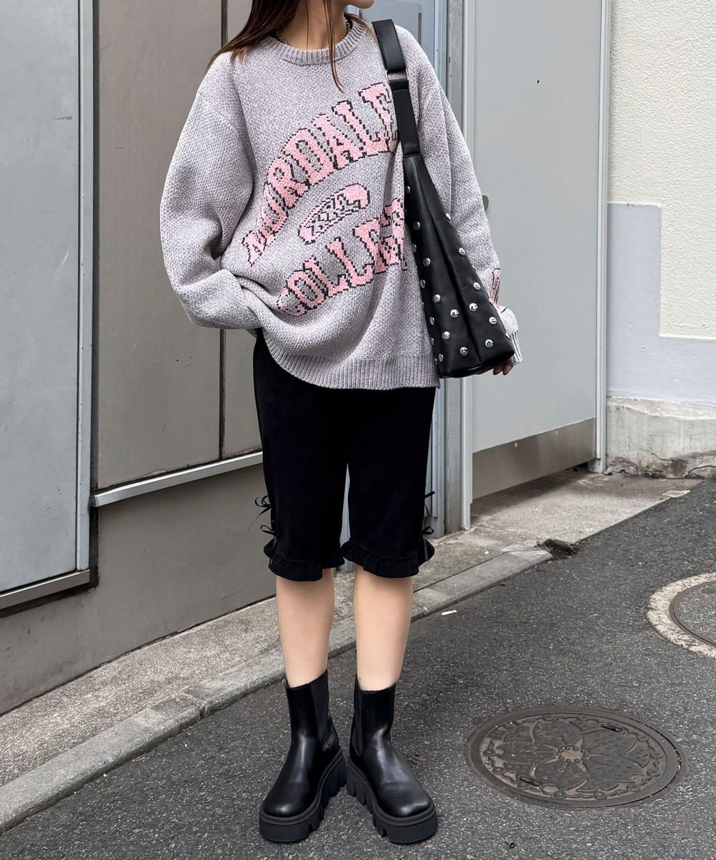 緞帶燈芯絨七分褲